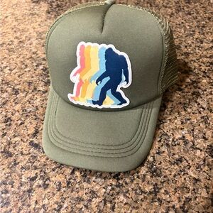 Olive Green Trucker Hat with Bigfoot Patch NWOT